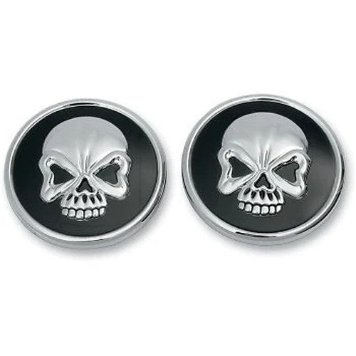 Drag Specialties 0703-0524 Skull Gas Cap Set for Screw-In Dual Cap Harley 96-20