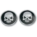 Drag Specialties 0703-0526 Black & Chrome Skull Gas Cap Set 84-95 Screw-In Pair
