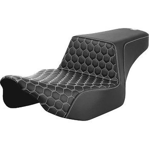 Saddlemen 823-07-17806 Honeycomb Step-Up Seat- White Stitch - FL '23-'24
