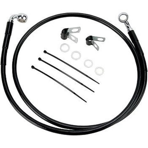 Drag Specialties 1741-2569 Extended Length Black Vinyl Brake Line Kit +2"