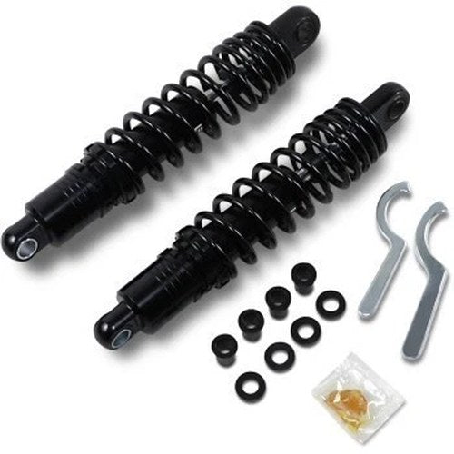 Black 12" Premium Ride-Height Adjustable Shocks for Harley Sportster 86-03