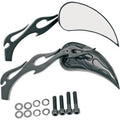 Drag Specialties Black Flame Teardrop Mirrors with Sculptured Stem for Harley