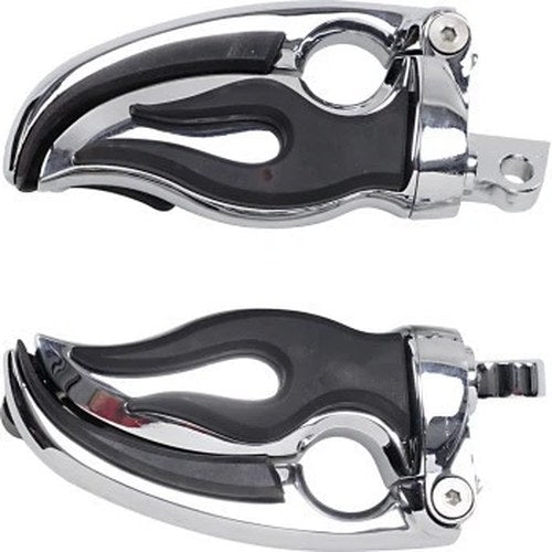 Kuryakyn 4411 Chrome Flamin' Switch Blade Heel Rest Foot Pegs w/ Male Mount