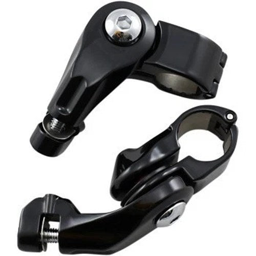 Kuryakyn 7574 Black Short Tour-Tech Adjustable Cruise Footpeg Mounts for 1-1/4"