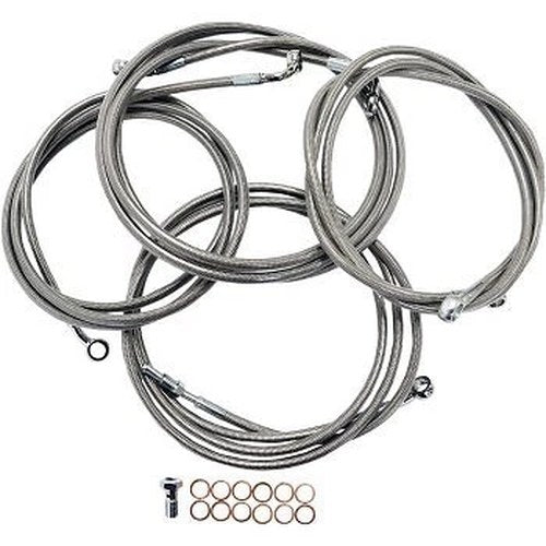 LA Choppers Stainless Braided Handlebar Cable/Brake Line Kit for 12-14"