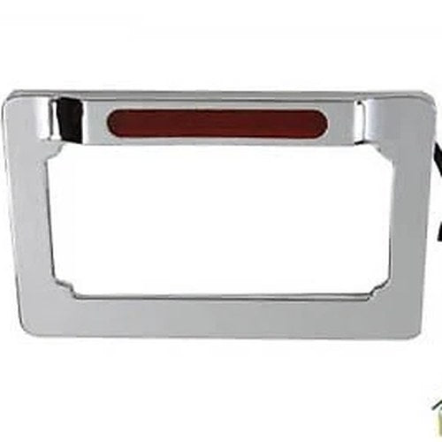 V-Twin 42-0966 License Plate Frame Chrome Billet with LED Top Lamp