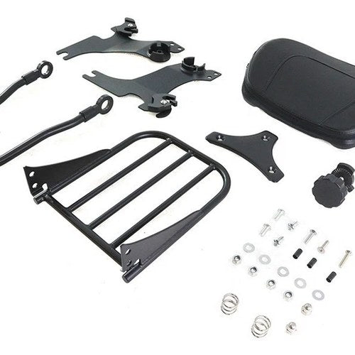 V-Twin 50-0037 Gloss Black Sissy Bar and Rack