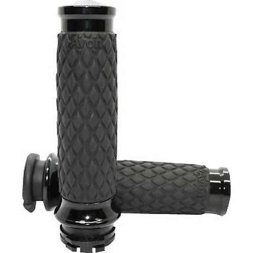 Avon DIA-65-ANO Black Diamond Contour Hand Grips for Harley Cable Op Throttle
