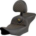 Saddlemen 823-07-208B7 RoadSofa Seat w/ Backrest Gold Dragon Scale Stitch
