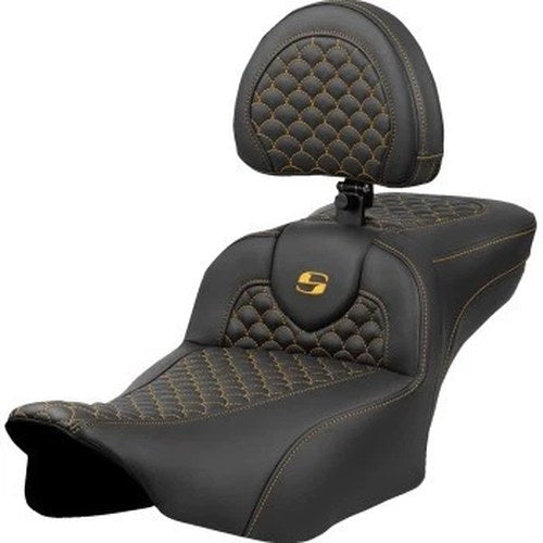 Saddlemen 823-07-209B7 RoadSofa Seat Extended Reach Backrest Gold Dragon Stitch