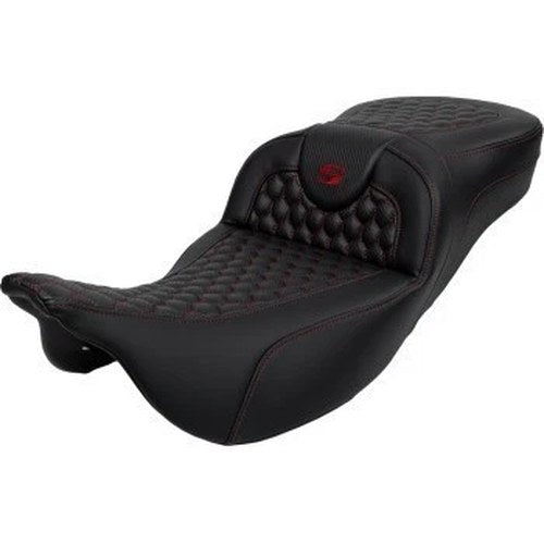 Saddlemen Roadsofa Extended Reach Seat Red Honeycomb Stitch for 08-23 Touring