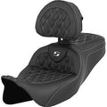 Saddlemen Roadsofa Seat w/ Backrest White Lattice Stitch for 08-24 Touring