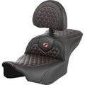 Saddlemen 823-07-189B3 RoadSofa Seat Backrest Orange Honeycomb Stitch for 23-24