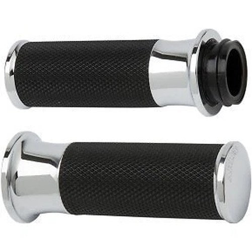 Arlen Ness 07-320 Chrome Fusion Smooth Hand Grips for Harley Cable Op Throttle