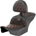 Saddlemen 823-07-182B3 RoadSofa Seat w/ Backrest Orange Stitch for 23-24