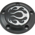 V-Twin 42-0473 Black & Chrome Flame Timer Points Ignition Cover for Twin Cam