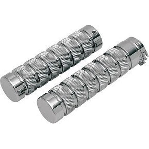 Accutronix GR100-KNC Chrome Knurled Notched Custom Hand Grips - Harley Cable Op
