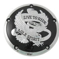 V-Twin 42-7104 Black & Chrome Live to Ride Eagle Spirit Derby Cover for Twin Cam