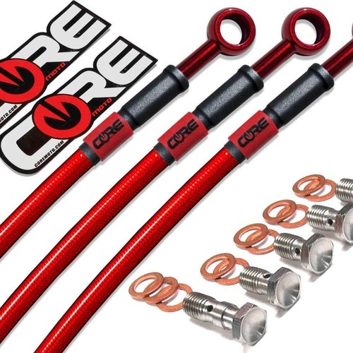 Yamaha FZ6 Brake Lines 2004-2008 2009 2010 Front Rear Translucent Red Stainless