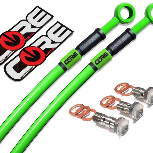Kawasaki Ninja 400 Brake Lines 2018-2023 (Non-ABS) Front Rear Green Braided Kit