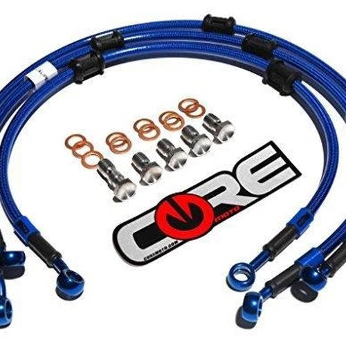 Yamaha R1 Brake Lines 1998-2000 2001 Front-Rear Blue Braided Stainless Steel Kit