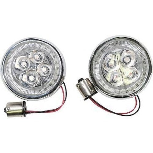 Ciro 45501 Chrome Bezel Fang Red LED Turn Signal Insert 1156 Harley Application