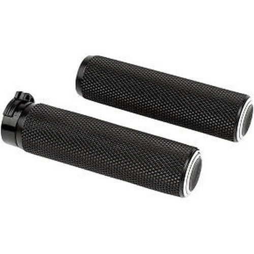 Arlen Ness 07-308 Black Fusion Dual Ring Hand Grips for Harley Cable Op Throttle
