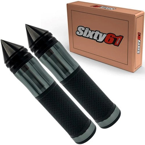 Suzuki Hayabusa Grips Black Dark Silver Gray Grips Comfort Gel Spiked Bar Ends