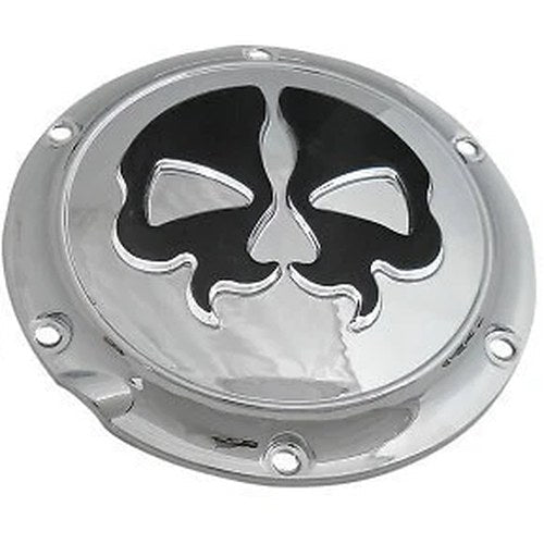 Drag 1107-0550 Chrome & Black Split Skull Derby Cover for 04-22 Sportster