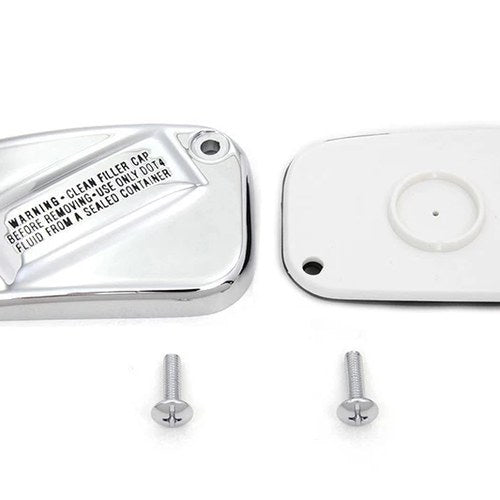 V-Twin 24-1764 Chrome Handlebar Master Cylinder Lid Cover for 15-17 Softail
