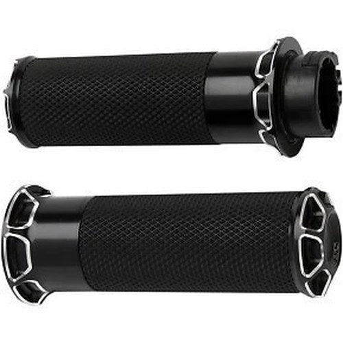 Arlen Ness 07-329 Black Fusion Beveled Hand Grips for Harley Electronic Tbw