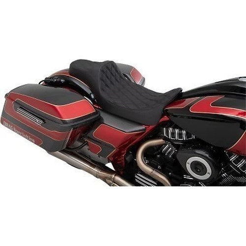 Drag Specialties 0801-1260 Predator 2-Up Diamond Stitch Seat with Extended Reach