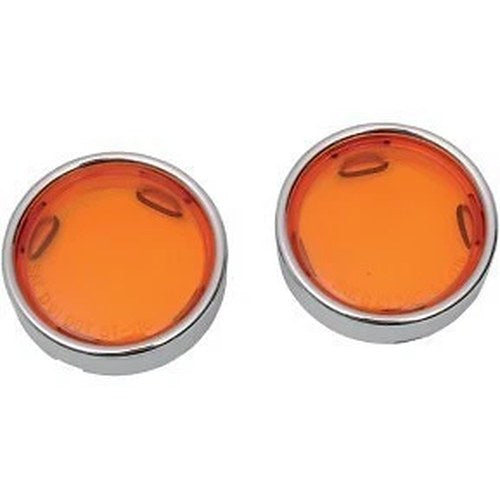 Drag Specialties 2020-0548 Chrome Amber Lens Deuce Style Deep-Dish Bezels