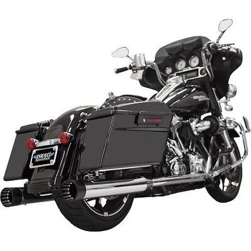 Bassani 4" Dnt Straight Can Mufflers Chrome w/ Black End Cap 95-16 Touring