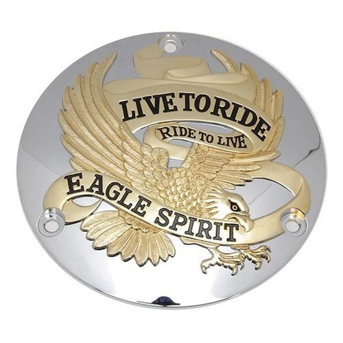 V-Twin 42-9944 Eagle Spirit Derby Cover Gold Inlay for Big Twin Evo 70-98