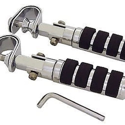V-Factor 24058 Chrome Iso Anti-Vibe Engine Guard Foot Pegs w/ 1-1/4" Clamps
