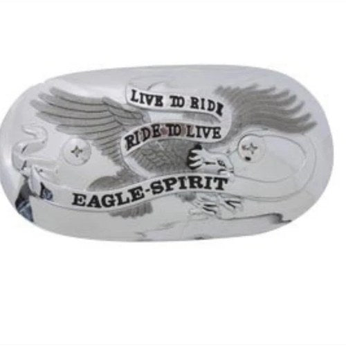 V-Twin 34-0986 Chrome Oval Eagle Spirit Live To Ride Air Cleaner Insert - 66-03