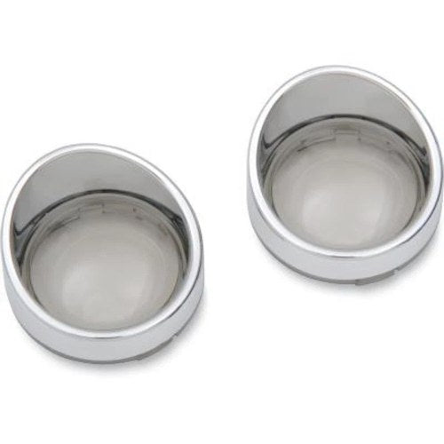 V-Twin 33-1273 Chrome Smoke Turn Signal Lens Lenses & Visor for Harley Deuce