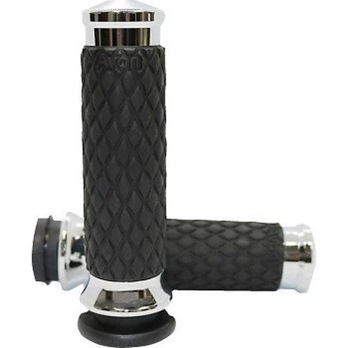 Avon DIA-60-CH-FLY Chrome Diamond Contour Hand Grips for Harley Electronic Tbw