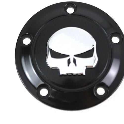 V-Twin 42-1199 Matte Black Skull Timer Points Ignition Cover for Twin Cam