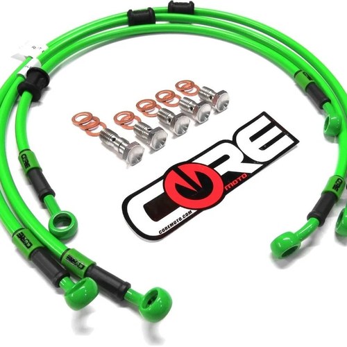 Kawasaki ZX9R Brake Lines 2000 2001 Front-Rear Green Stainless Steel