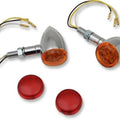Chrome LED Mini Deuce Marker Lights White w/ Red & Amber Lens for Harley