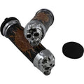 Drag Specialties DS-243255 Chrome Skull Hand Grips Plain Eyes - Harley Cable Op