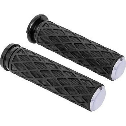 Arlen Ness 500-005 Chrome Diamond Hand Grips for Harley Cable Op Throttle