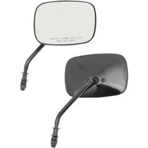 Drag Specialties Black Rectangular Short 4.5" Stem Convex Mirrors for Harley