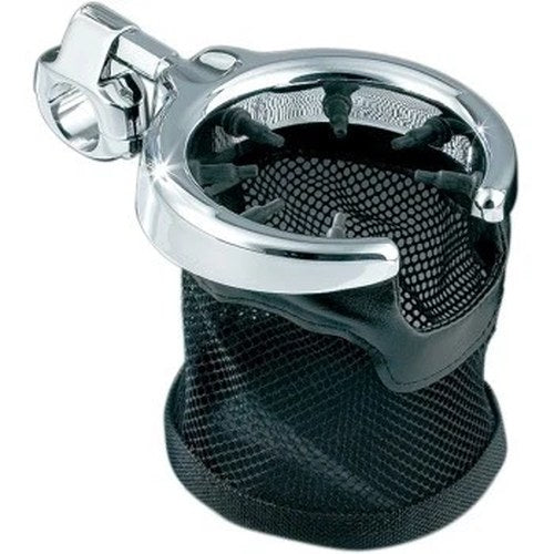 Kuryakyn 1475 Universal Drink Holder with Basket 1-1/4" Handlebars - Chrome