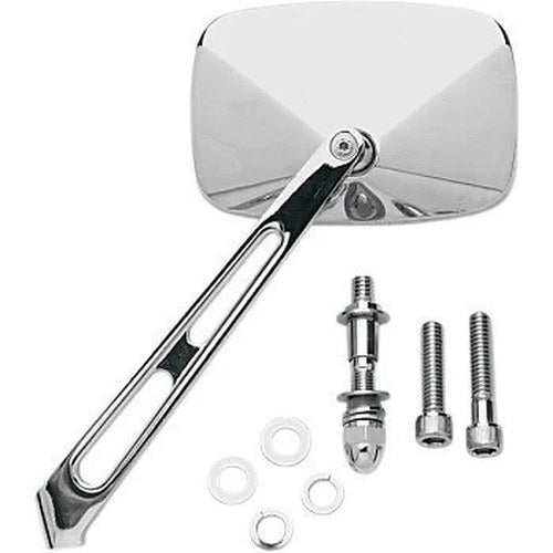 Drag Specialties Chrome Rectangular Mirror w/ 6" Air Stem for Harley (Sold Each)