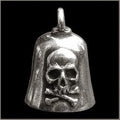 Pewter Motorcycle Gremlin Bell Skull & Crossbones Made in the Usa