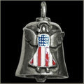 Pewter Motorcycle Gremlin Bell Usa American Flag Guardian Angel Made in the Usa
