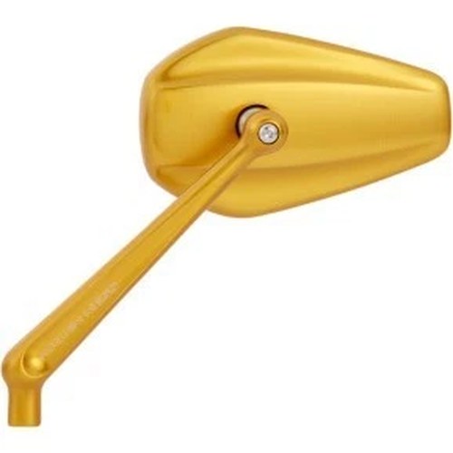 Arlen Ness 13-154 Mini Stocker Forged Mirror- Hexagon - Gold - Right Side Only
